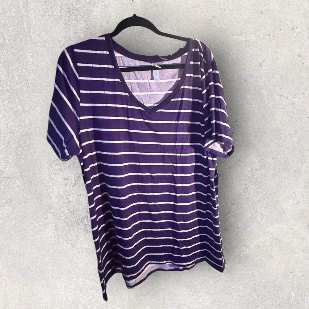 LuLaRoe Christy T - NWT- 3XL-Purple White Stripe Print-HTF Unicorn